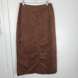 Emma James Maxi Skirt Faux Suede Caramel Academia Capsule Neutrals Womens 10